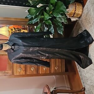 Henig Fur Black Full length Leather Trench coat size